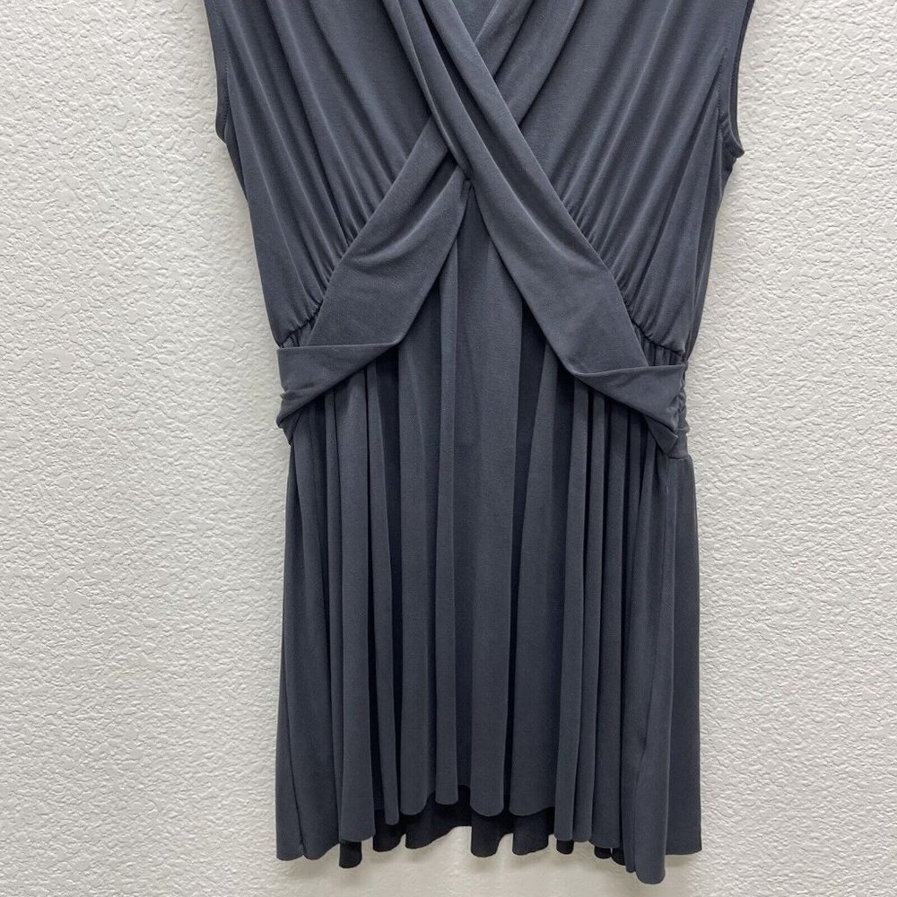 FREE PEOPLE CRISS CROSS Womens Small Dress Gray Cap Sleeves Raw Hem Flirty Fun - Picture 4 of 8